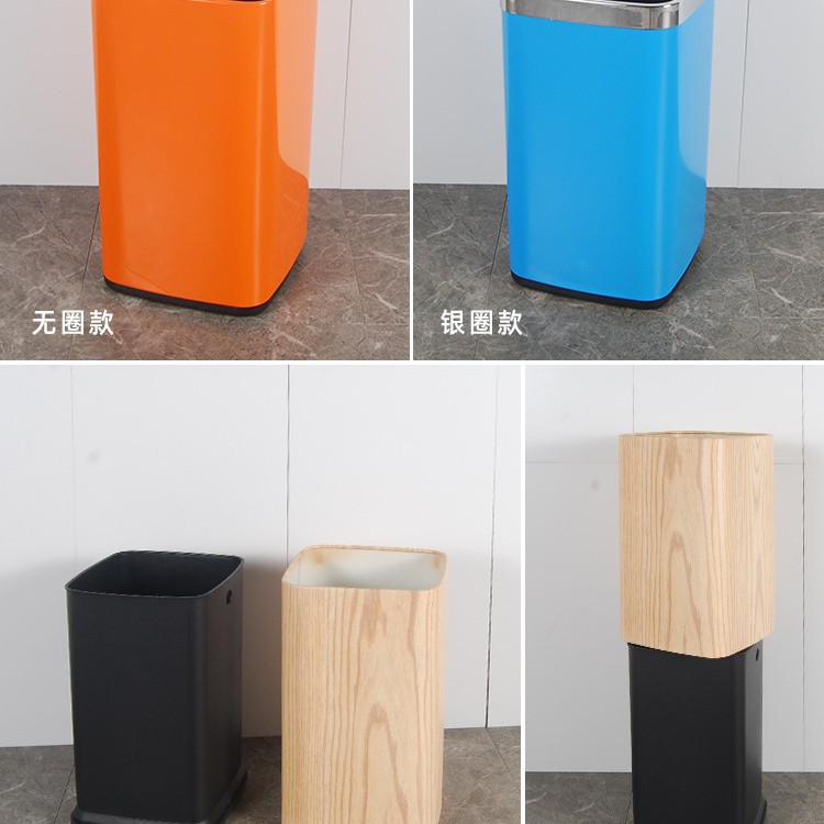 Cubo de ceniza de estilo de Hong Kong caja de fruta cesta de papel higiénico de mano Cubo de basura de acero inoxidable de doble capa retardante de llama