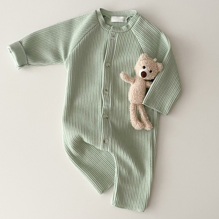 Ins estilo coreano para hombres y mujeres bebé primavera y verano color caramelo casual mono de manga larga ropa de salida pijamas infantiles ropa de aire acondicionado