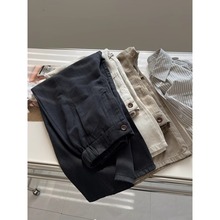 韩版复古高腰工装风休闲裤女宽松显瘦中性酷帅直筒裤春秋新款潮