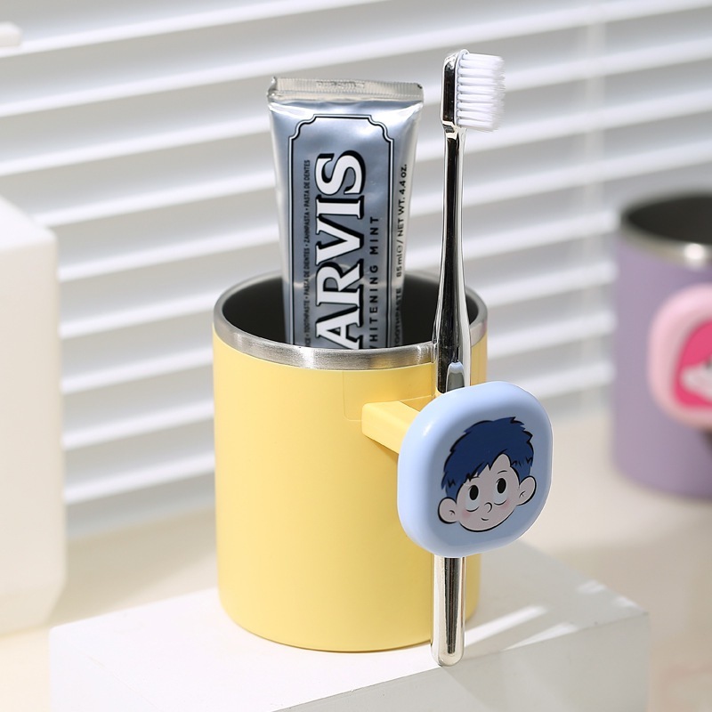 家庭用かわいいカップルステンレス鋼マウスウォッシュカップ漫画歯ブラシカップ学生寮卸売歯ブラシ歯カップ洗浄カップ|undefined