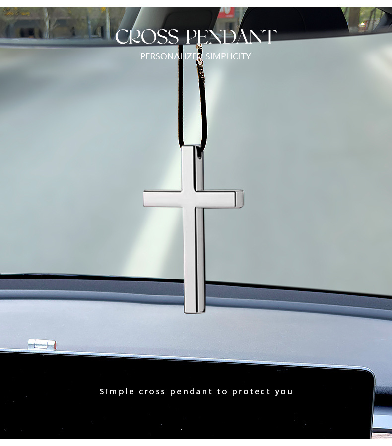 Alloy titanium steel car pendant personality car safety pendant rearview mirror pendant high-grade cross ornaments gifts