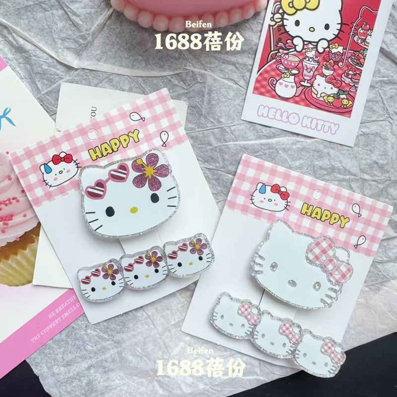 アクリルファインフラッシュ漫画キティ猫ヘアピン甘くてかわいい前髪クリップ子供女の子ハートカモノハシクリップヘアアクセサリー|undefined