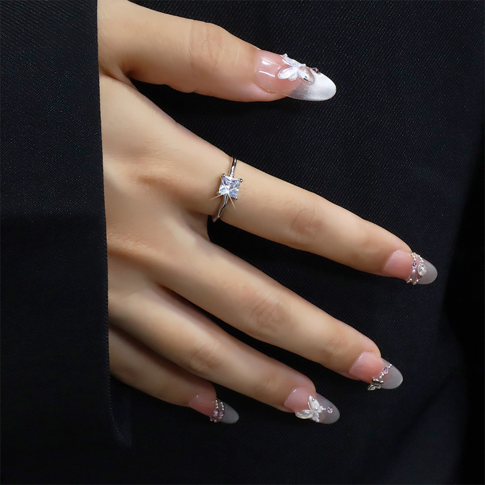 Fashionable geometric square brand trend ring hip-hop style with…