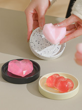 卫生间新款圆形碟肥皂盒可爱香皂皂托皂盒陶瓷的洗手台创意沥水小