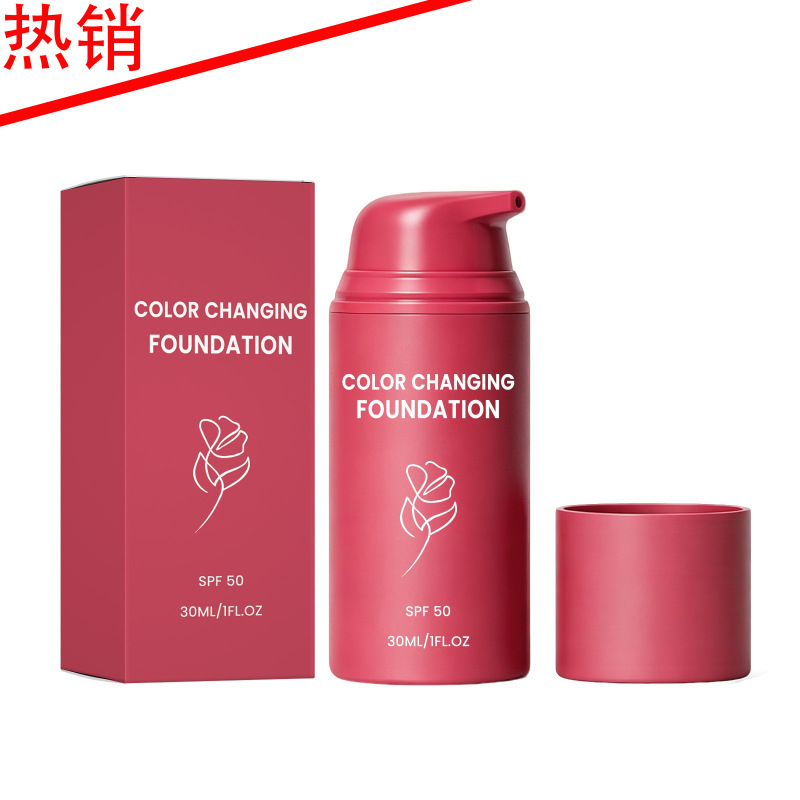 Cross-Border Best-Selling Temperature-Changing Liquid Foundation in Natural Color, with a Fine Texture, Natural and Lightweight, Does Not Come Off Easily, and Is Easy to Apply