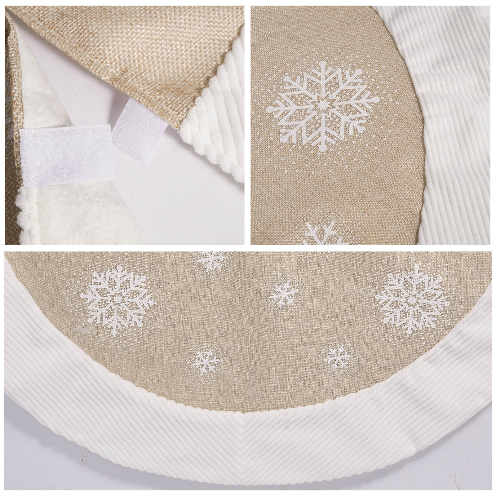 Navidad transfronteriza creativa copo de nieve borde de peluche falda de árbol de Navidad decoración de atmósfera de vacaciones delantal de Navidad marrón