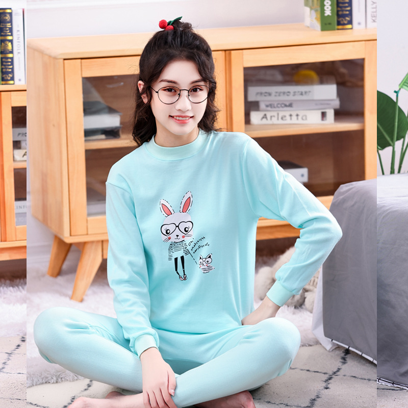 Ropa de otoño para jóvenes pantalones largos traje para niños y niñas niños medianos y grandes suéter de algodón suéter pantalones de algodón traje de ropa interior térmica