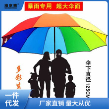加大加粗 十鋼骨大傘面 可三人用彩虹傘 三折疊傘雨傘 晴雨傘批發