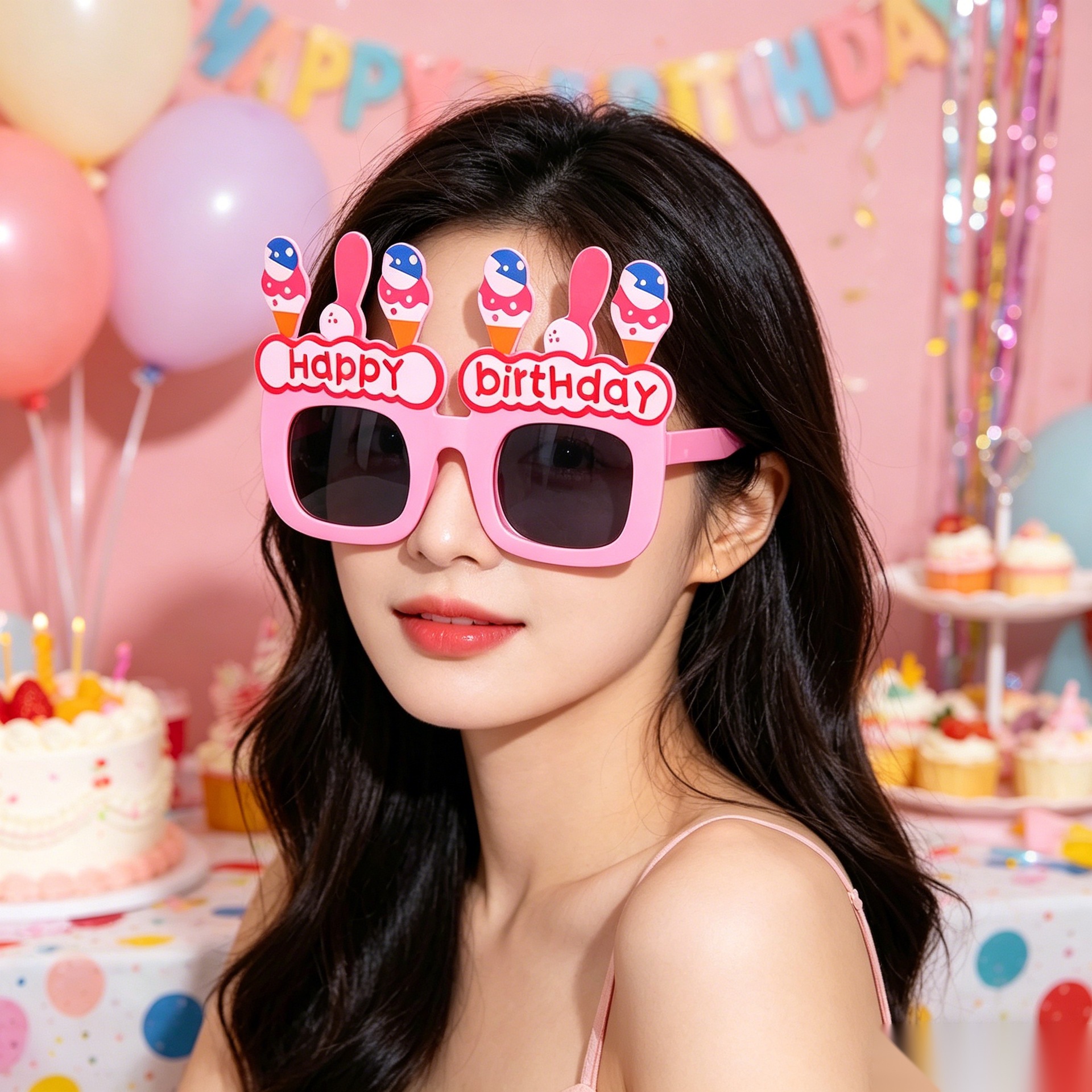 Cumpleaños temático fiesta gafas extrañas feliz cumpleaños pastel vela gafas de diseño de cumpleaños accesorios de fotos