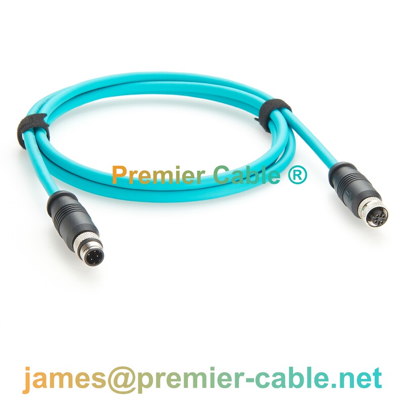 M12 D-Coded 4-Pin Male-To-Female Extension Cable Industrial Ethernet Communication Cable Shielded Type Data Transmission