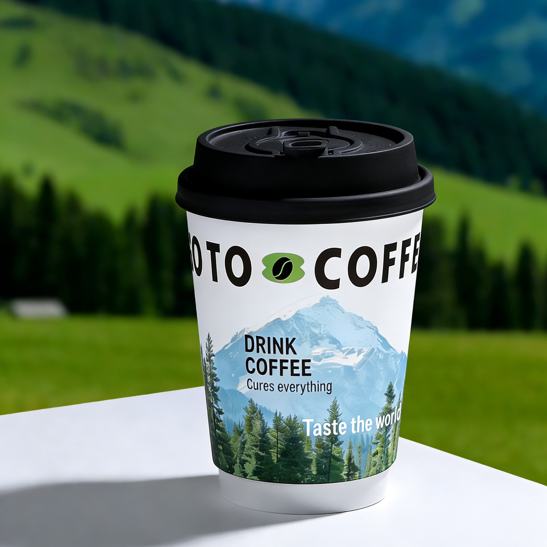 Taza de papel de café desechable con tapa gruesa taza de té de leche de piel de vaca resistente al calor de doble capa empaquetada con bebida caliente logotipo de impresión comercial