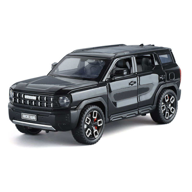 Modelo de coche Lijiaxin 1:24 Harvard Cool Dog Alloy Vehículo todoterreno Adornos de modelo de sonido Tire hacia atrás Juguetes para niños