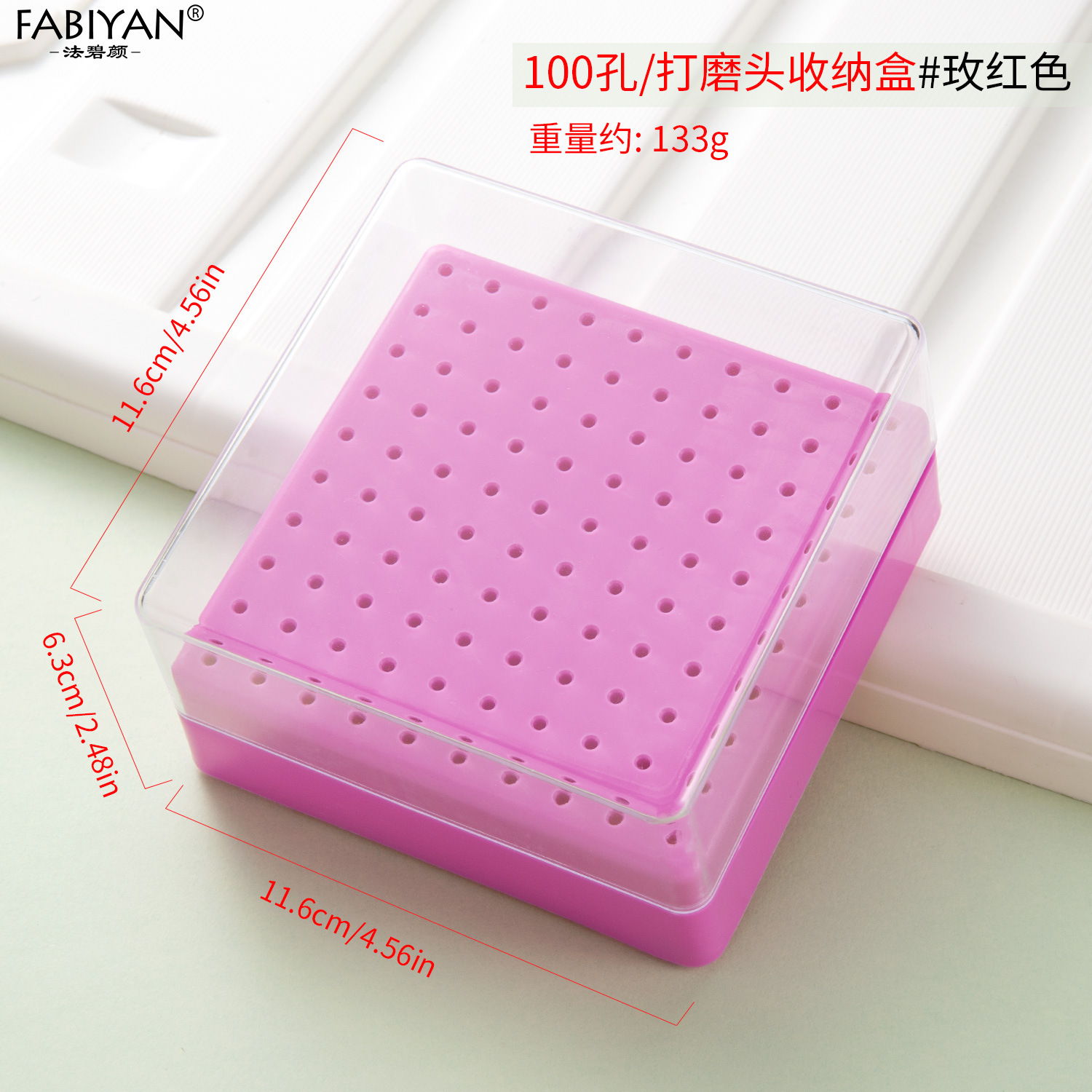 Nueva caja de almacenamiento de cabezal de molienda de 30 agujeros con cepillo de limpieza caja vacía herramientas de uñas de cerámica de acero de tungsteno dividido a prueba de polvo