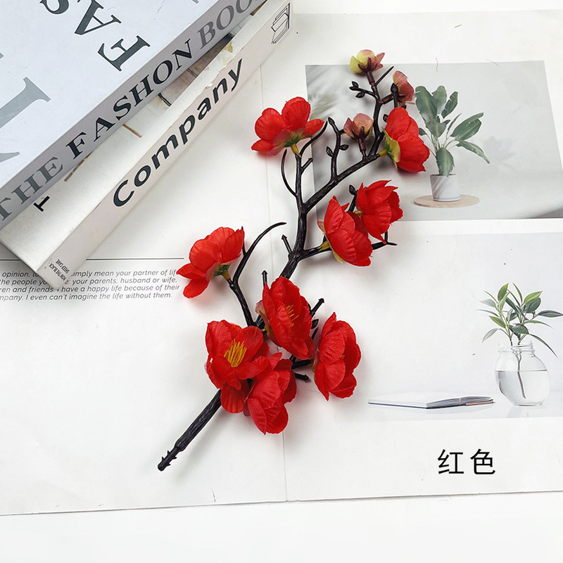 仿真腊梅枝桃花 中式diy祝寿蛋糕寿宴小摆件婚礼堂花艺道具小摆件|undefined