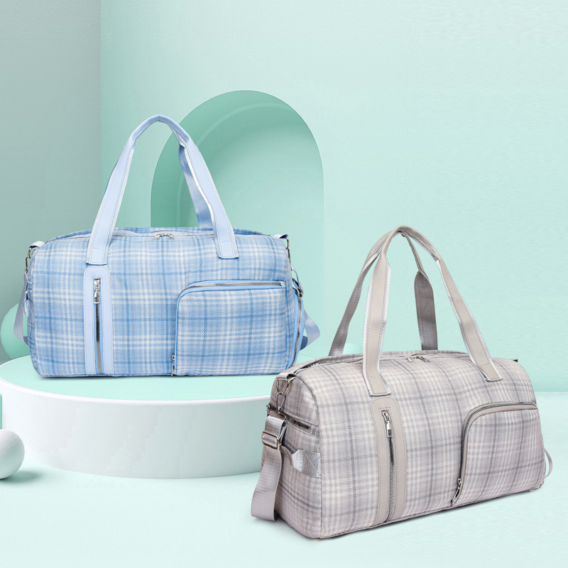 Nuevo bolso de viaje a rejilla, bolsa de ejercicio de gran capacidad, bolsa de moda portátil de viaje corto, bolsa de equipaje ligera