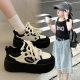 Spring and Summer New 2025 Girls Children's Shoes Thick Sole sneaker Middle and Large Children's Lace-up Non-slip Casual Shoes Leather Shoes Trendy