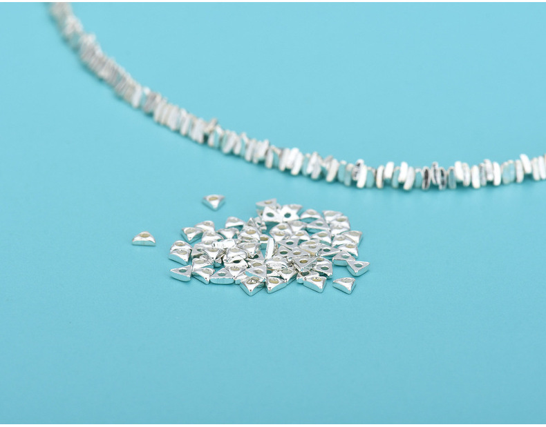 1G Per Pack Quantity 925 Sterling Silver Material 1G Per Pack 2.5*2.5mm 2.8*2.8mm 2*2mm 925 Sterling Silver Triangle Polished Beads Spacer Bars Jewelry Accessories