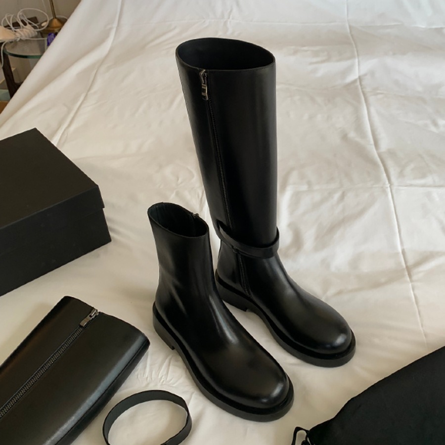 Grape Mom otoño e invierno nueva historia de la Isla Sur ~ Botas de caballero desmontables de dos desgaste botas de tacón grueso mujer