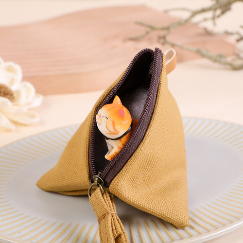 Iron Tower Personalized Creative Retro Zongzi Coin Purse Women's Mini Canvas Art Korean Cute Coin Bag Key Bag Men's