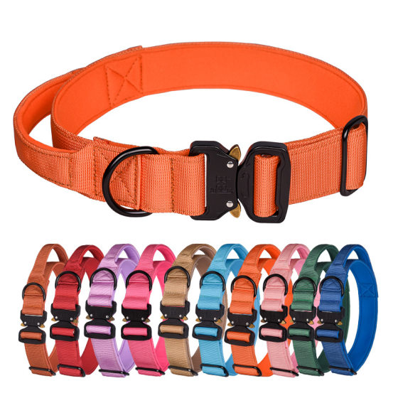Amazon tactical collar nylon pet collar buckle outdoor diving cloth lining medium and large dog collar