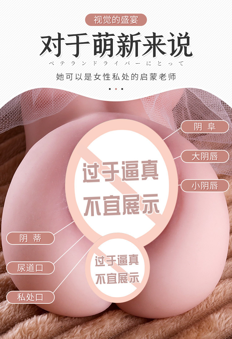Realistic Dual-Hole Masturbation Device with Vagina and Buttocks Mold, TPE, Manual Use — detail image 3