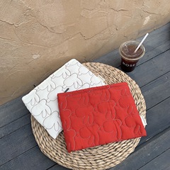 32113 Cute Clutch Lightweight Quilted Rabbit Zipper Cosmetic Bag Girly Storage Lipstick Bag