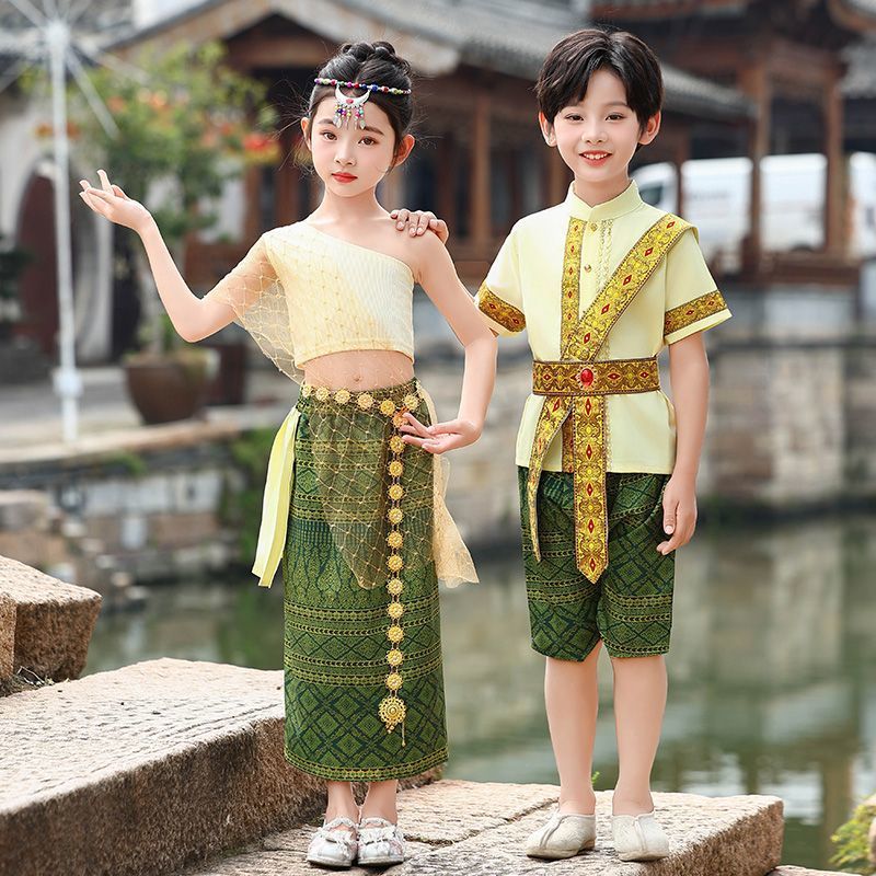 六一儿童节傣族少数民族服装夏装男女童云南泰国风情泼水节演出服