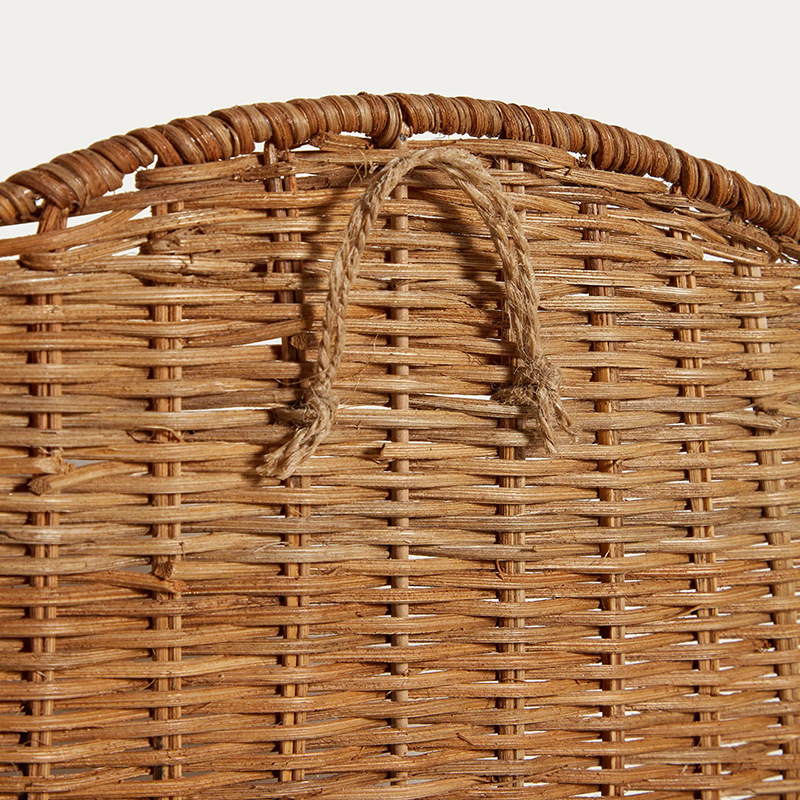 Cestas de pared de tela de caña simple japonesa tejida a mano almacenamiento de deslizamiento de la cocina de la sala de estar nuevo estilo de estilo retro lujoso