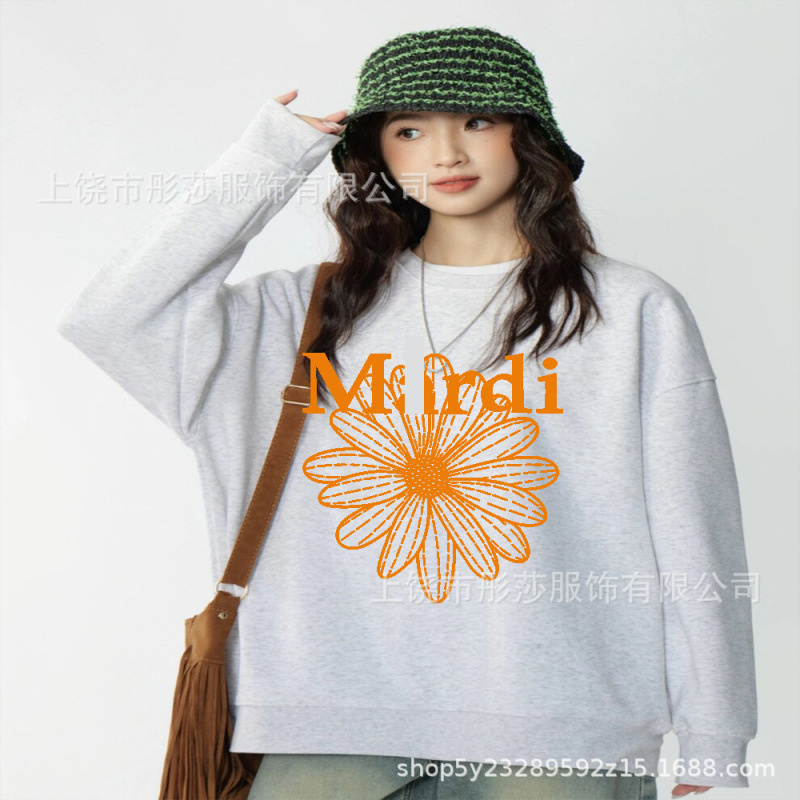 2025新款印花现货韩国潮牌Mardi卫衣女小雏菊圆领上衣一件代发|undefined