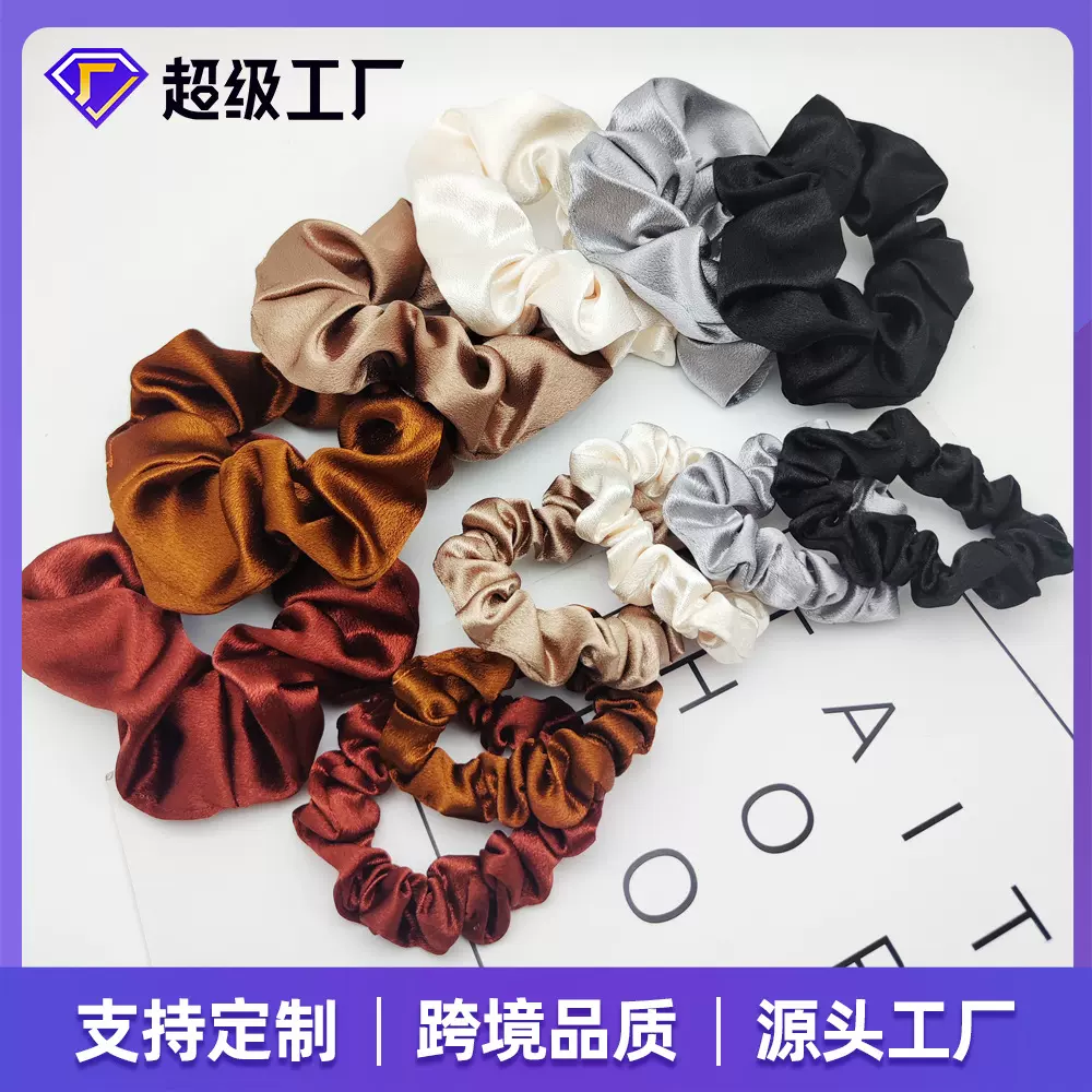 跨境缎面大滤小肠发圈组合扎头绳头花亚马逊橡皮筋发圈发饰女批发