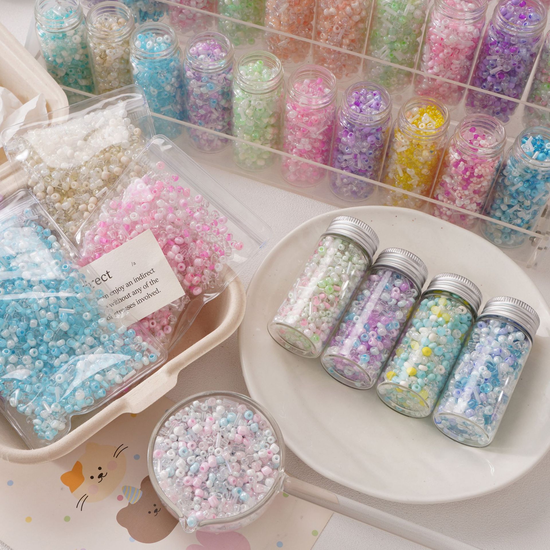 玻璃混色米珠圆珠串珠子 手工diy手串项链手机链材料配件厂家批发 3