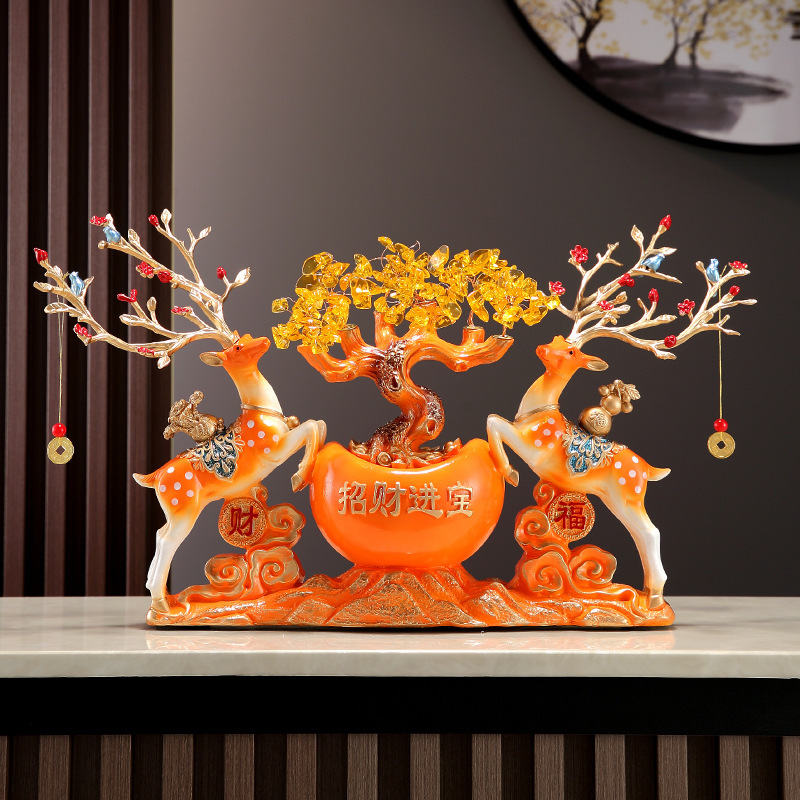 Wealth Double Deer Elk Ornament Home Living Room Tv Cabinet Wine Cabinet Decoration Peace and Joy Bedside Table Housewarming