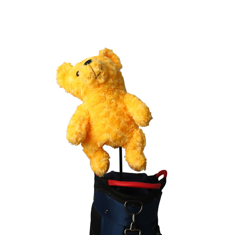 Juego de varilla de golf animal de oso amarillo Juego de gorra de varilla de madera No. 1 Juego de varilla de león lindo de dibujos animados Juego de varilla de bola de protección de cabeza