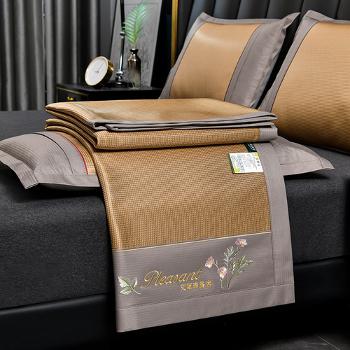 High-end ice silk cooling mat set of three, summer ice silk rattan mat, two-sided, baby usable, foldable, air conditioner single mat