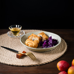 蒔繪金繕不規則手工粗陶盤子深盤家用菜盤日式復古湯盤果盤折邊盤