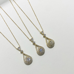 Personalized 18K Gold Inlaid Cultured Diamond Pendant Necklace Broken Diamond K Gold Jewelry Color Gold Necklace Women's 2024 New Style