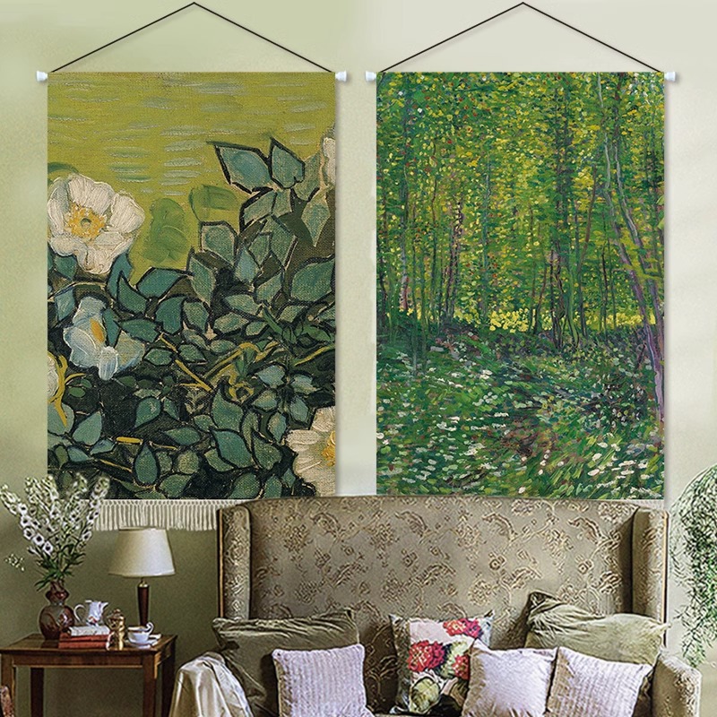 반 고흐 풍경 유화 태피스트리 입구 거실 예술 벽 장식 배경 천 교수형 천 고급 차단 교수형 그림
