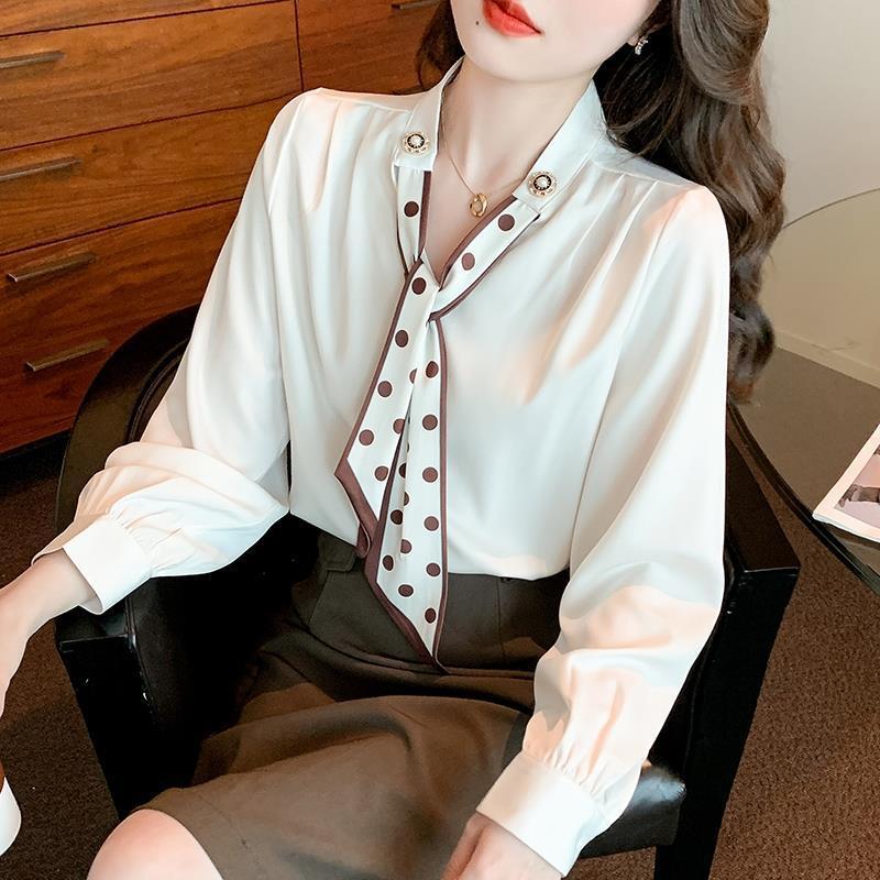 早春秋雪纺女士衬衫秋装2025年新款上衣女设计感小众高端洋气小衫
