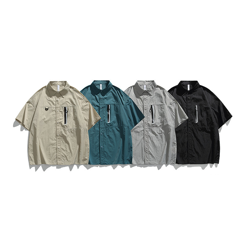 Outdoor Sports Suit for Couples, Summer Trendy Versatile Casual Loose Short-Sleeved Shirt and Cargo Shorts Two-Piece Set