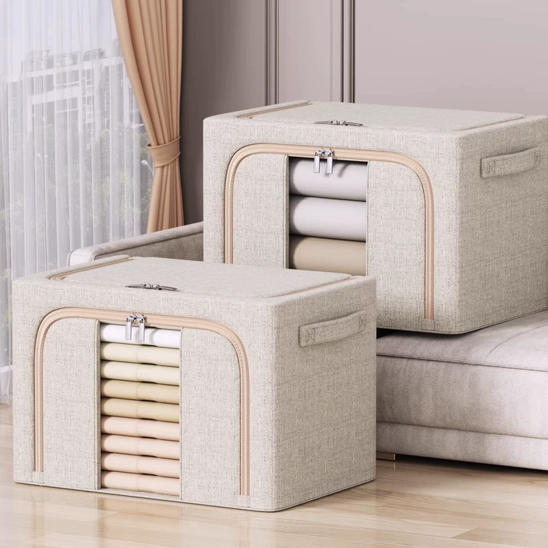 Capacious storage box, duvet, foldable storage system, cotton and linen