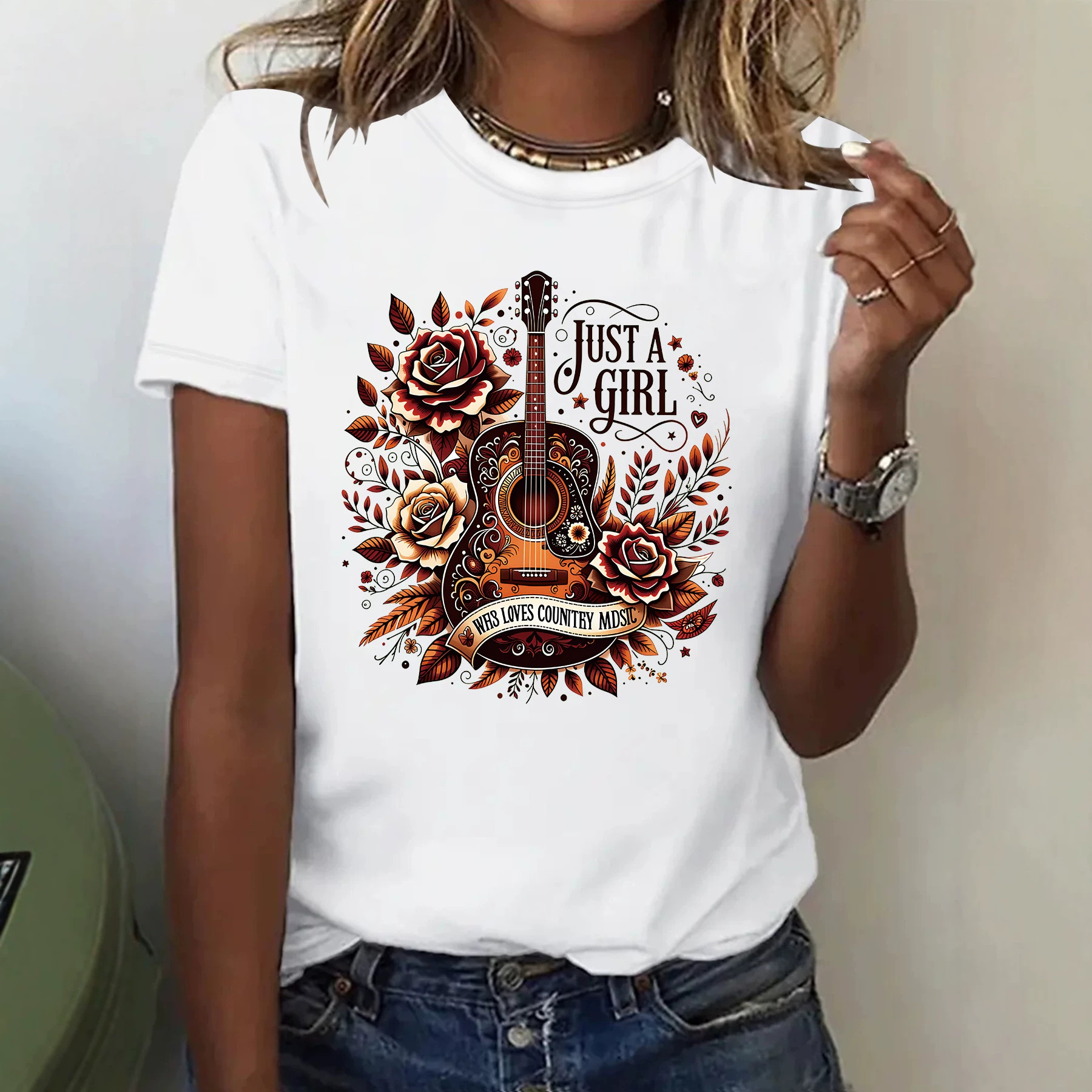Amazon Ebay New Fashion Short-Sleeved Country Music Lovers Summer European and American Trendy Women's T-Shirts and Tops