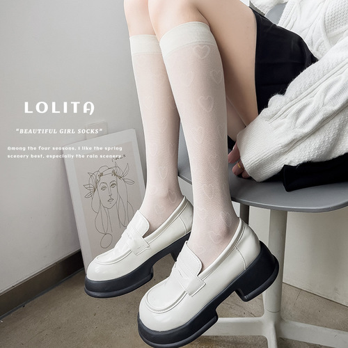 Summer stockings Lolita love black silk calf socks jk women's thin Japanese stockings and knee high socks manufacturer batch