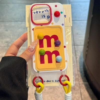 彩色立体M豆适用苹果14可爱15promax简约iPhone11全包13手机壳12