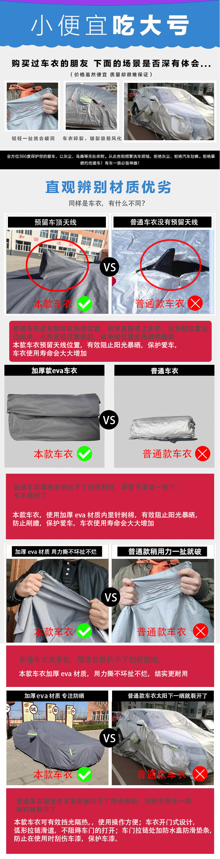 Car Cover Eva Fleece-Lined Thickened Car Cover Sun Protection Heat Insulation Car Sunshade Cover Full Car Sun Protection Cover