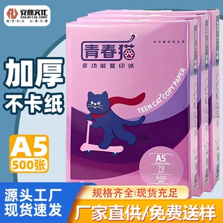 青春猫A5复印纸打印纸白纸用纸加厚整箱学生双面草稿纸70克a5办公