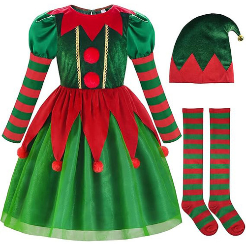 European and American Christmas elves children's clothing Santa Claus little helper Christmas elves dress girls set