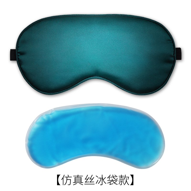 Máscara de ojo de doble cara de seda como hielo compresa caliente máscara de ojo para dormir logotipo impreso satén en stock máscara de ojo para dormir al por mayor