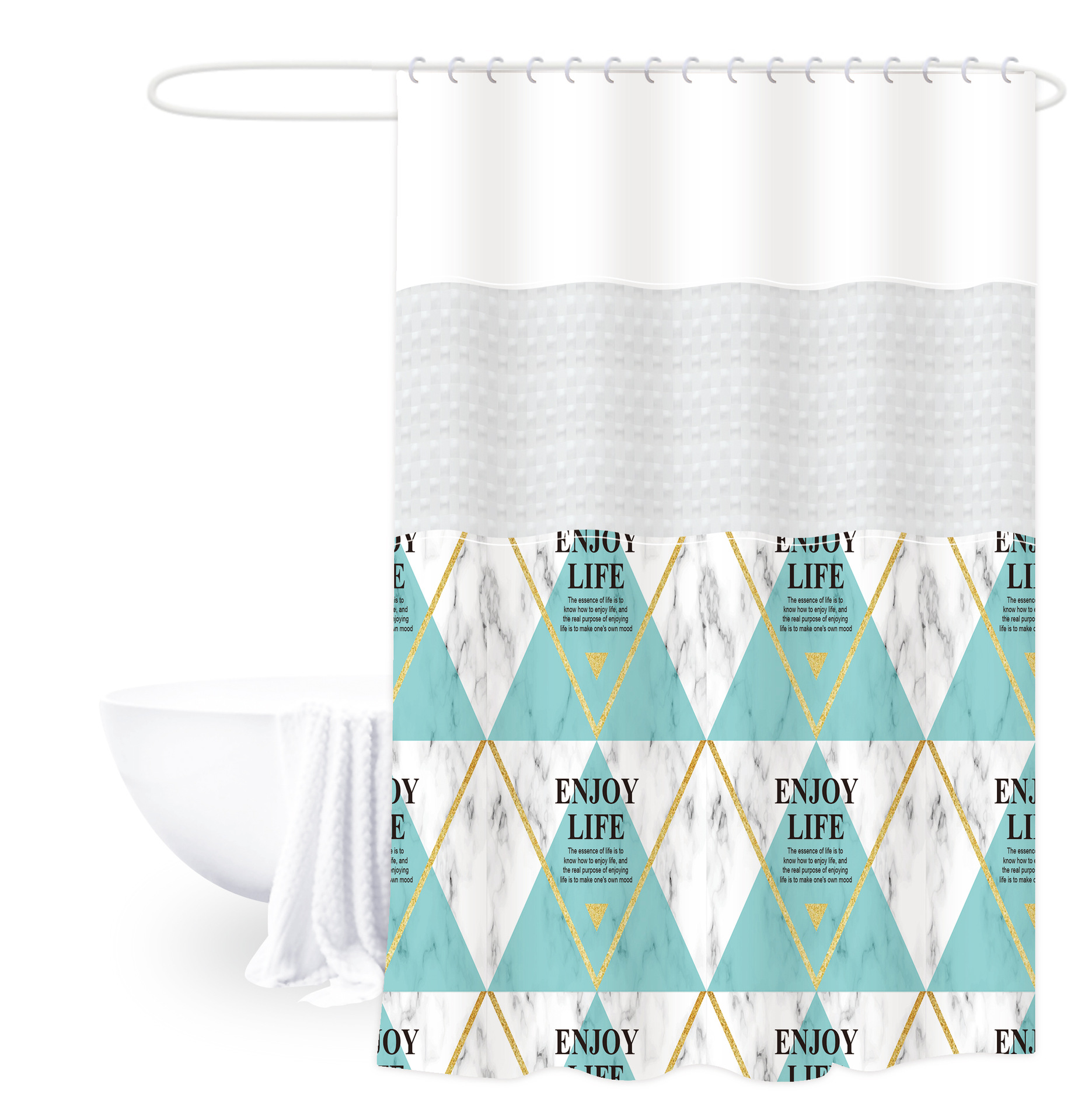 180*200 impresión engrosada de empalme cortina de ducha cortina de baño peva semi-transparente baño impermeable baño partición cortina de ducha