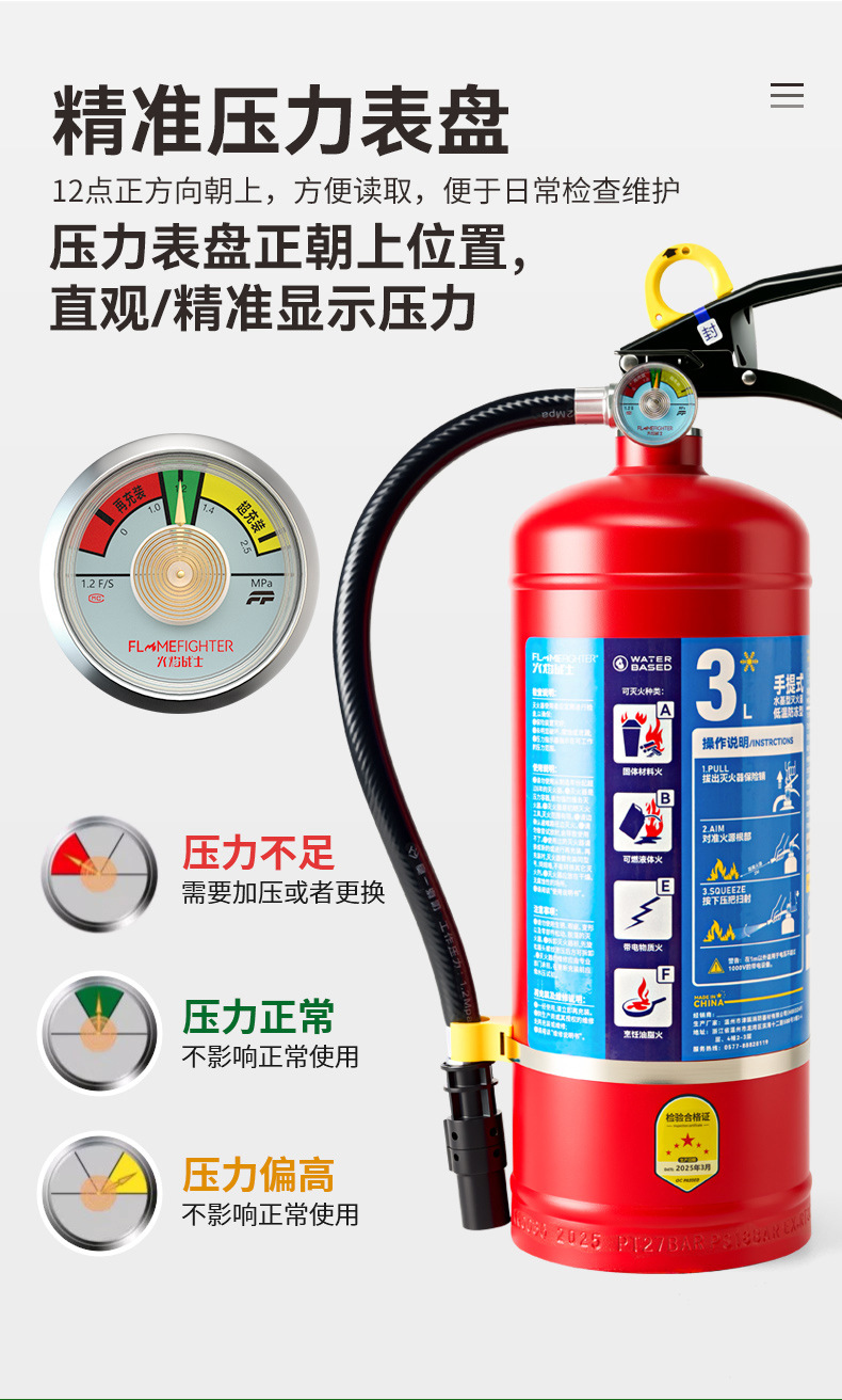 2025 New National Standard Water-Based Fire Extinguisher Portable High-Temperature Resistant Fire Extinguisher Manufacturer Wholesale for Car, Commercial, and Home Use