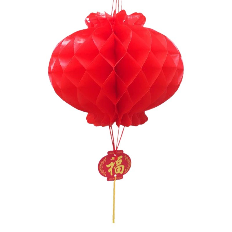 [Оптовый источник] Новогодний маленький красный фонарь Весенний фестиваль Свадебный пластиковый бумажный фонарь Красный сотовый складной бумажный фонарь